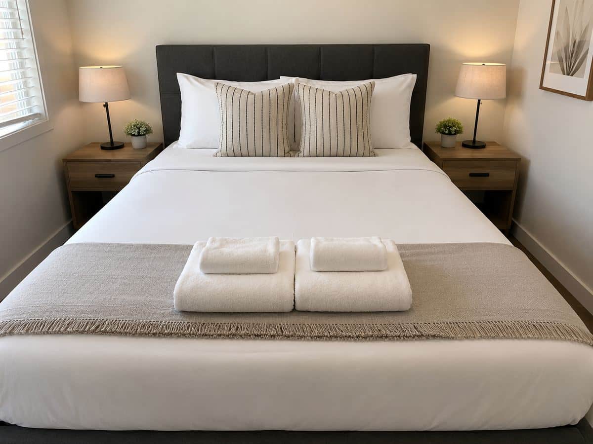 Cleaner Handbook 1 Hotel-style bed wide shot